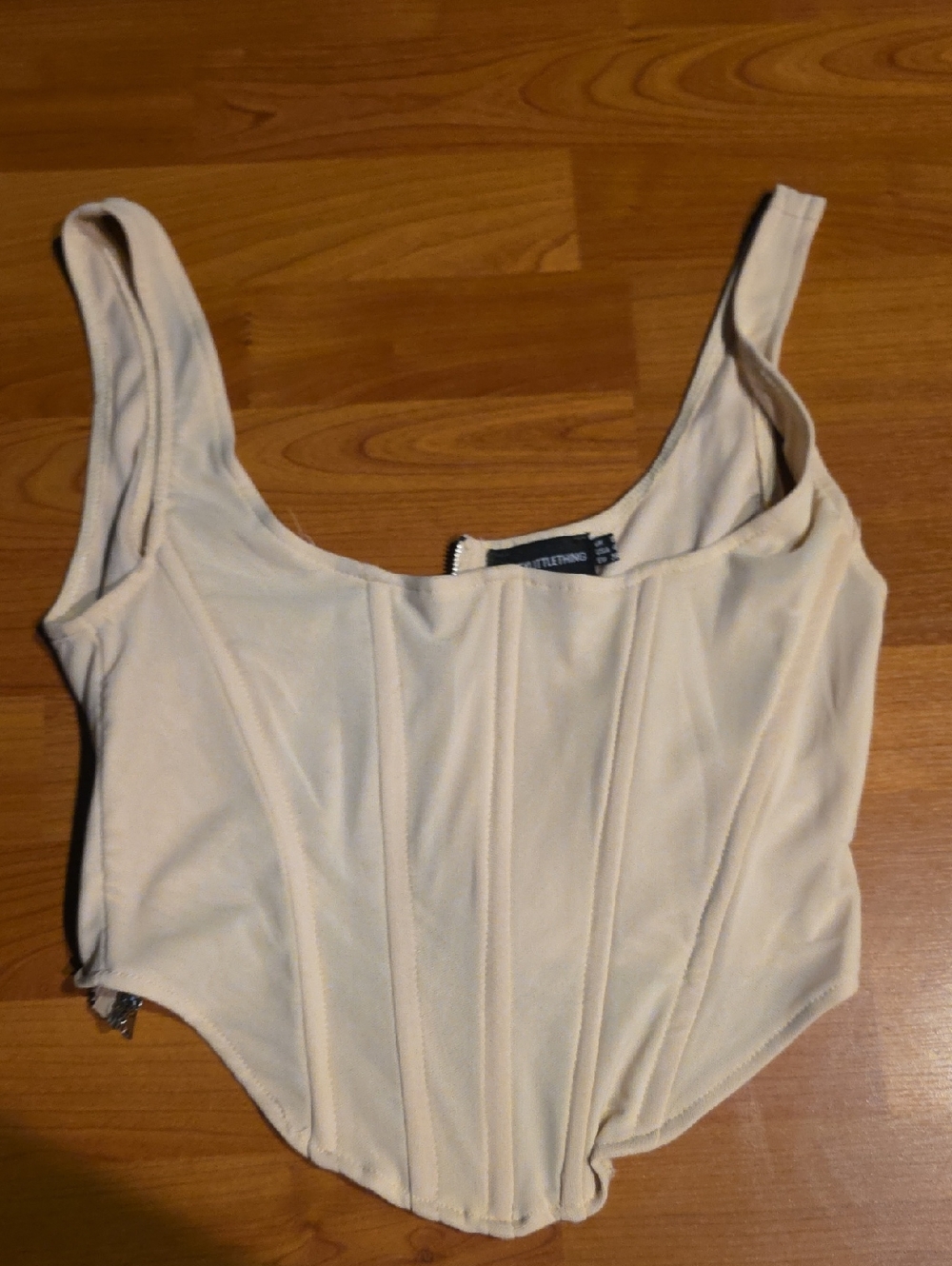 PrettyLittleThing Cream Corset Crop Top